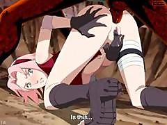 Anime Babe Haruno Sakura Is On Her Hands And Knees Getting Banged